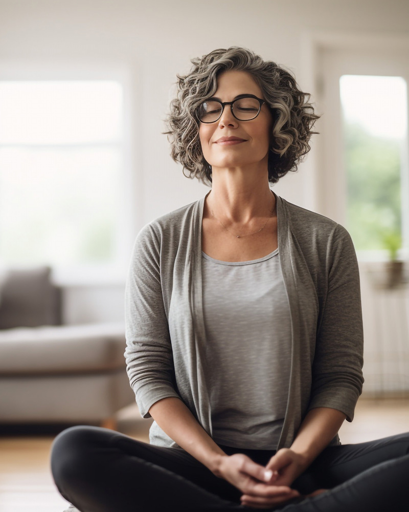 Woman practicing self-compassion during therapy in Denver, CO